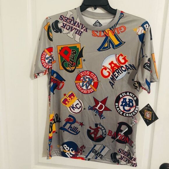 Negro League Baseball Stitches Gray Sublimated Logo Shirt For Men Size Medium - Picture 2 of 5